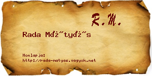 Rada Mátyás névjegykártya